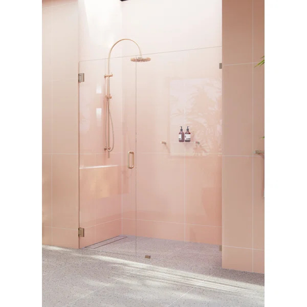 58 in. x 78 in. Fully Frameless Wall Hinge Shower Door | Perigold