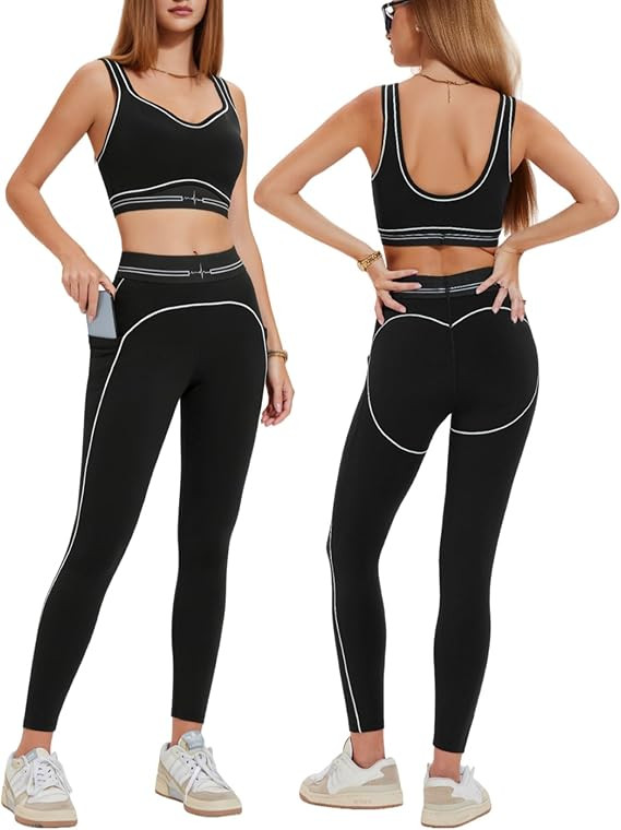 AFZ Yoga Sets for Women with Pockets 2 Piece Workout Pilates Outfits Leggings Sports Bra Athletic... | Amazon (US)