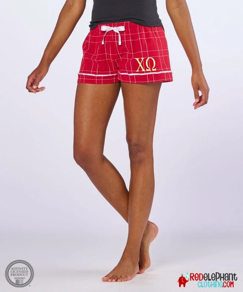 Chi Omega Boxer Shorts Flannel Pajama Bottoms Embroidered Sorority Greek Letters, Big Little Reve... | Etsy (US)