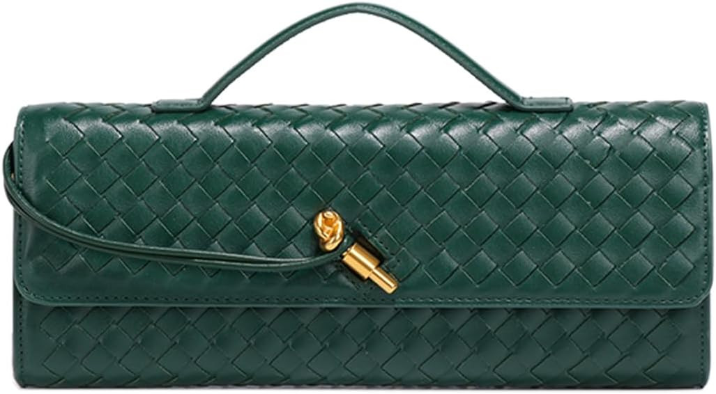 JYG Woven Handbag for Women Fashion Evening Shoulder Bag PU Leather Handmade Clutch Purse Casual ... | Amazon (US)