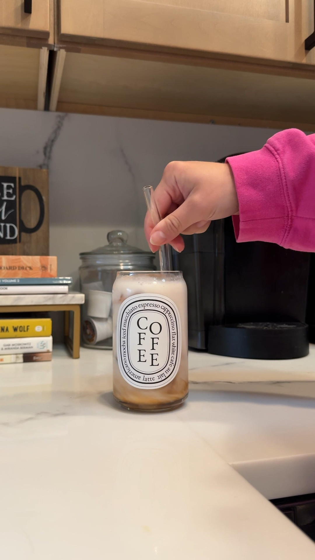 I love making coffee in my new home! I’m attempting to make chai lattes at home. I love these coffee glasses that I got from Etsy and I use these glass straws I found on Amazon that I can throw in the dishwasher after, which is nice. I also linked the marble stand and Keurig behind the coffee, I love looking at these on the countertop! 

#LTKFindsUnder50 #LTKHome