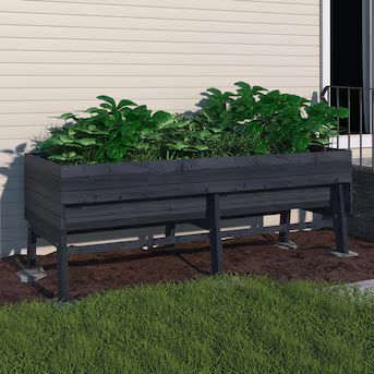 VEIKOUS 31.4-in W x 70.8-in L x 28.5-in H Gray Wood Raised Garden Bed | Lowe's
