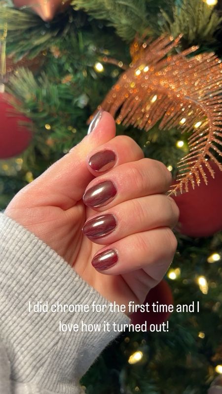 Chrome nails at home! I love how these turned out. I did a deep maroon underneath with the chrome on top. I apply the gel extension tips on my nails + I linked all the products I use! 

#LTKHoliday #LTKSeasonal #LTKbeauty