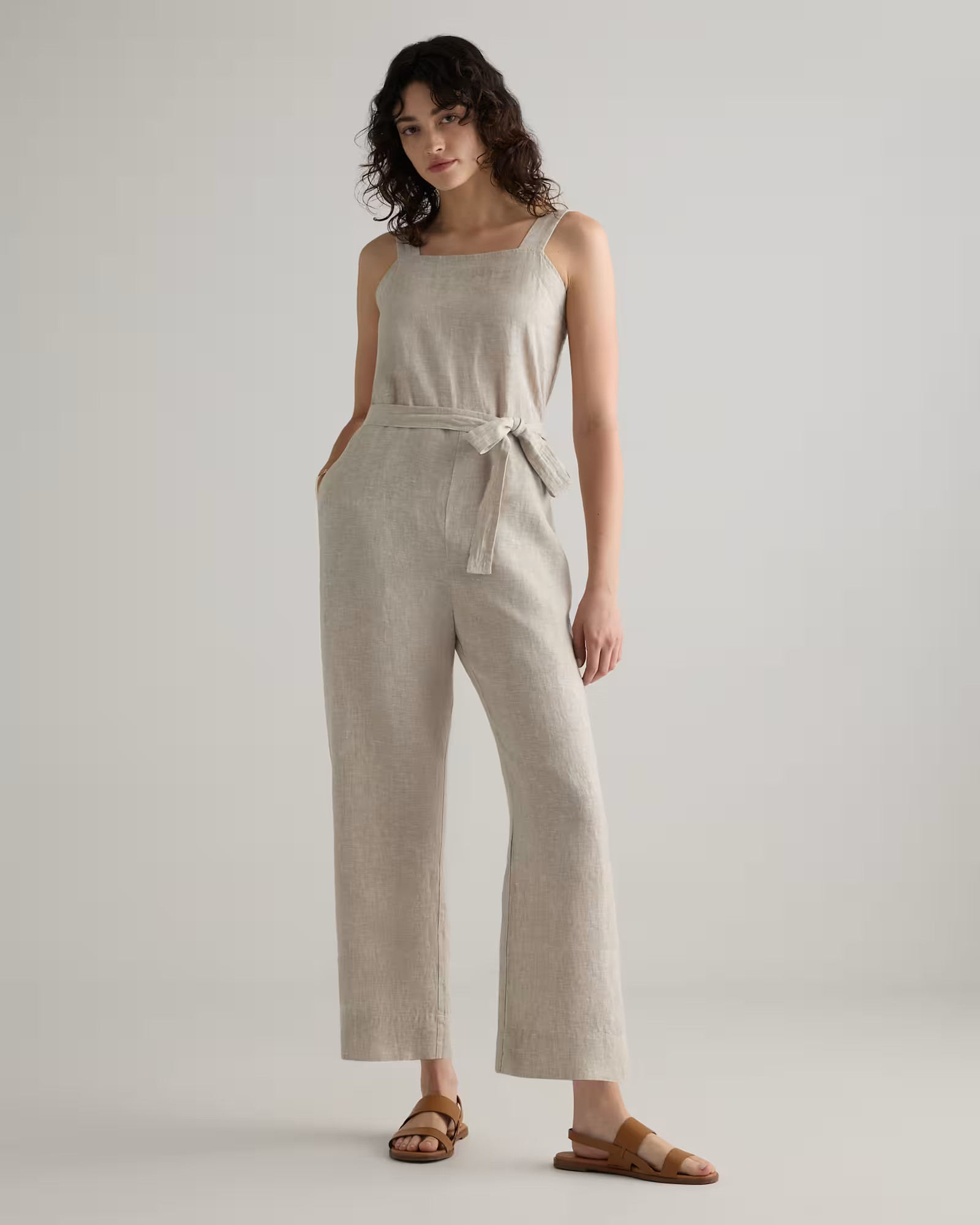 100% European Linen Square Neck Jumpsuit | Quince