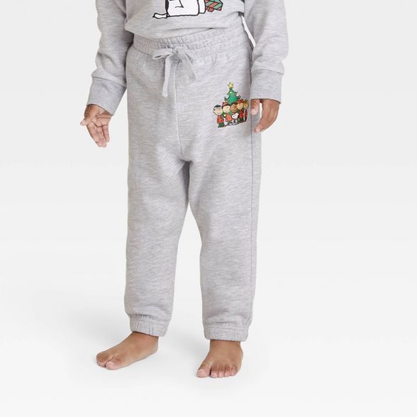Toddler's Peanuts Family Holiday Graphic Jogger Pants - Light Gray Wash | Target