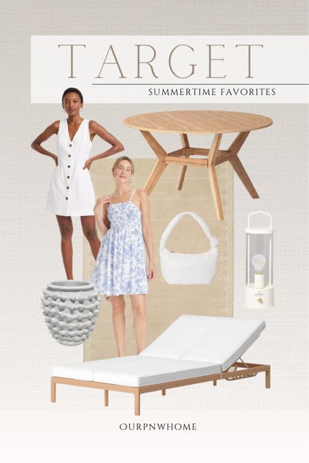 Summer fashion and home favorites at Target 🎯 

Neutral outdoor rug, chaise lounge, patio furniture, patio dining table, round outdoor dining table, outdoor furniture, poolside furniture, white handbag, white purse, hobnail planter pot, outdoor lantern, white dress, sundress, summer dresses, summer fashion, summer outfit, summer looks

#LTKStyleTip #LTKSeasonal #LTKHome