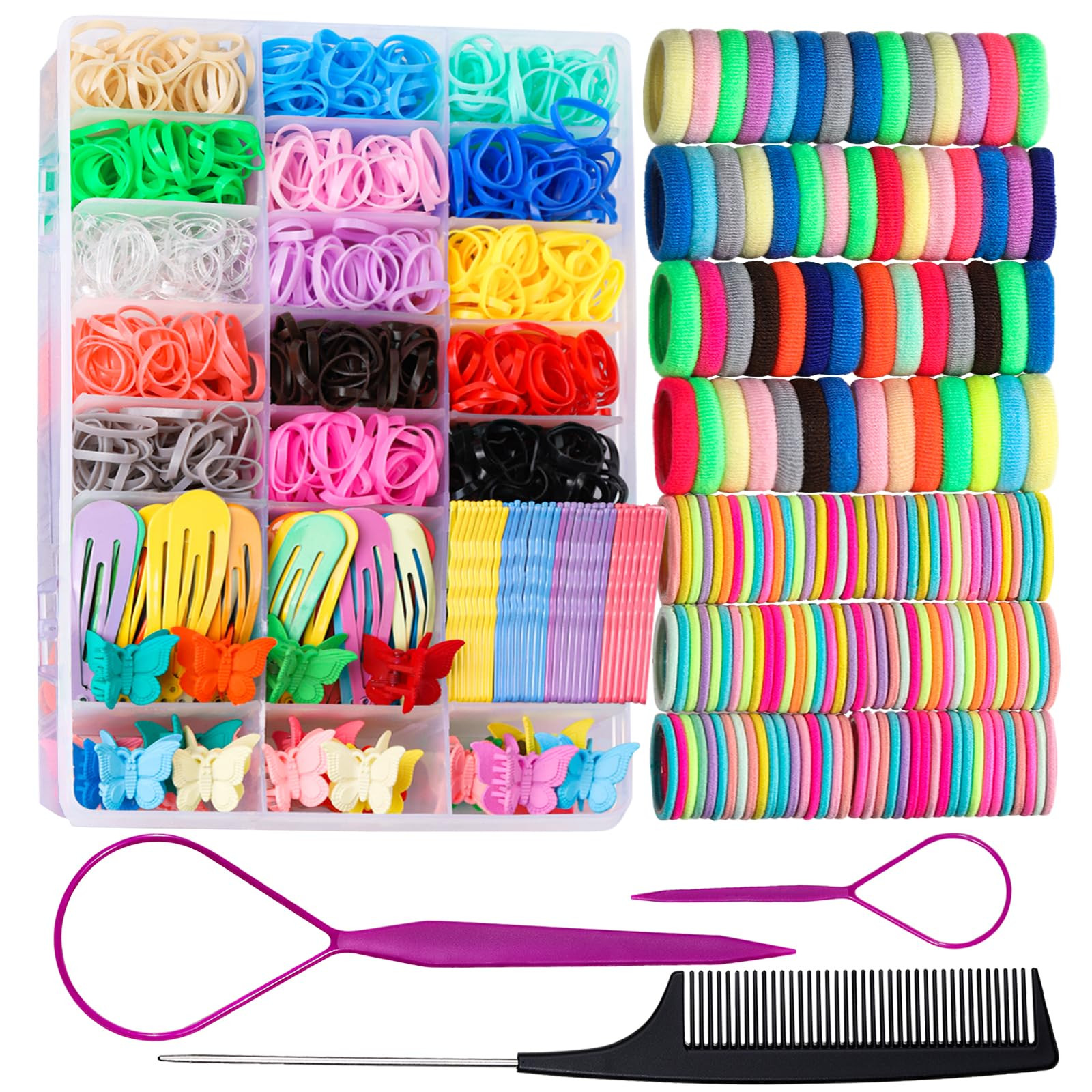 Teenitor Elastic Hair Ties, Hair Accessories for Girls, Colorful Baby Elastic Hair Bands Set Rubb... | Amazon (US)