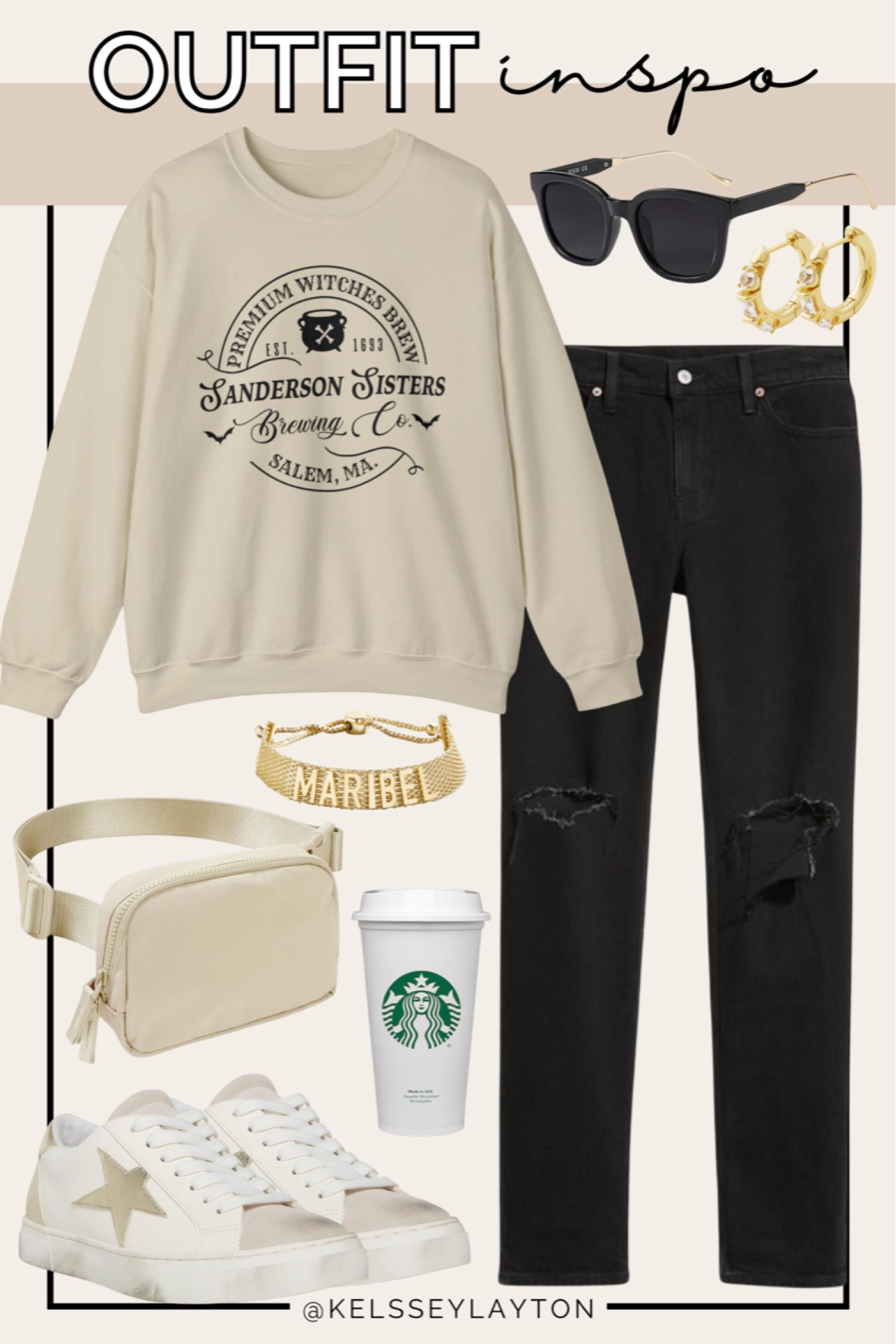 Outfit idea, Halloween outfit, Sanderson sisters, graphic sweatshirt, hocus pocus, black jeans, neutral sneakers 

#LTKshoecrush #LTKitbag #LTKfindsunder50