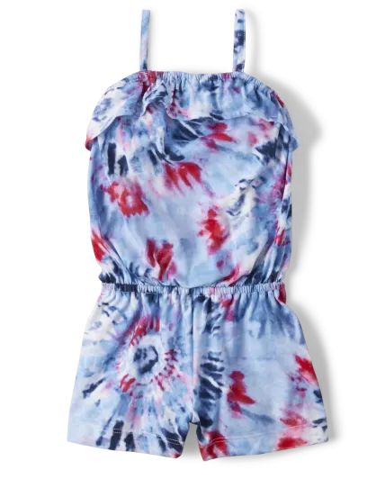 Baby And Toddler Girls Tie Dye Ruffle Romper - ruby | The Children's Place
