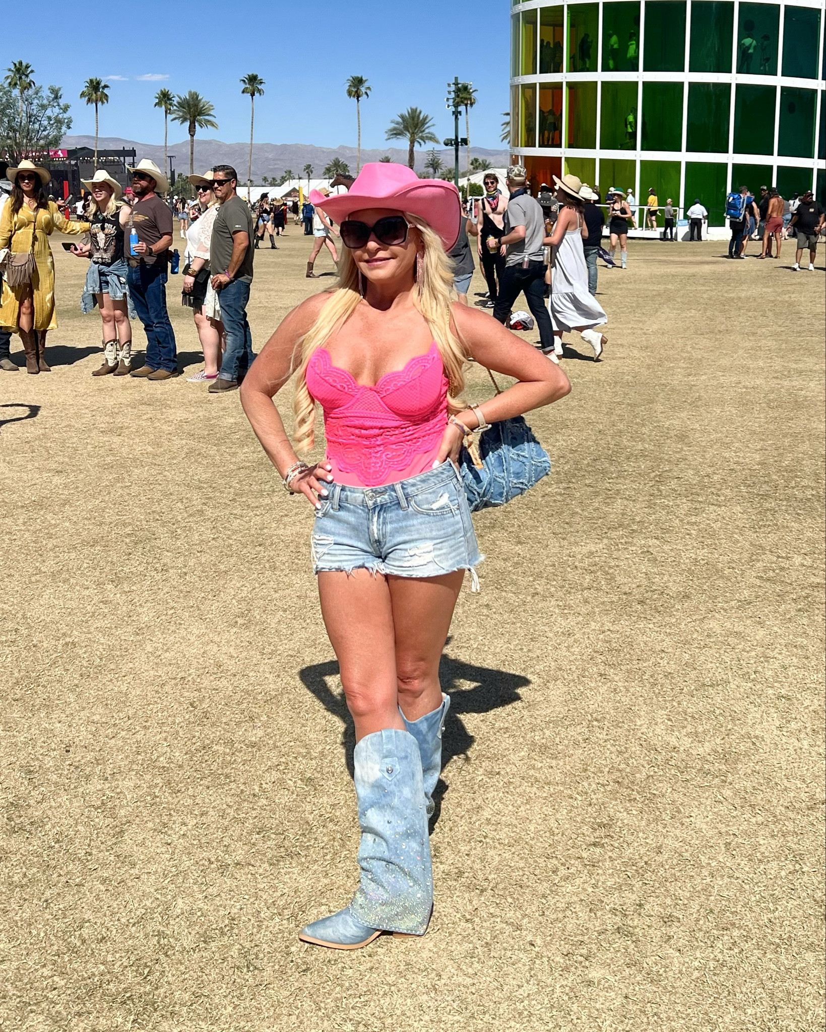 Festival Fits that are cute, comfy and hot!! 

Lace bodysuit, denim shorts, denim purse and boots! Oh; and a cute hat. 

#LTKFestival #LTKootd #LTKgrwm