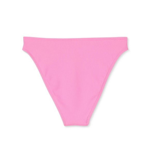 Juniors' Textured Cheeky Mid-Rise High Leg Bikini Bottom - Xhilaration™ Pink | Target