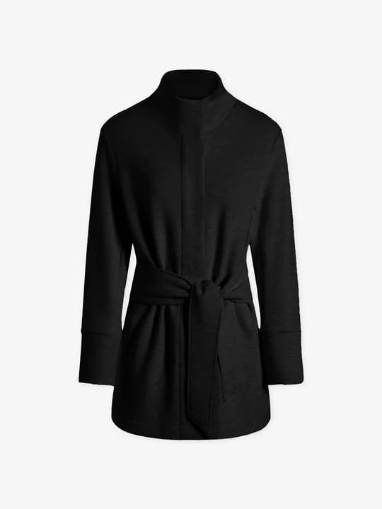 SeekMe Womens Transitional Wrap Jackets Travel Airport Outfit Stand Collar Long Sleeve Belted Ans... | Amazon (US)