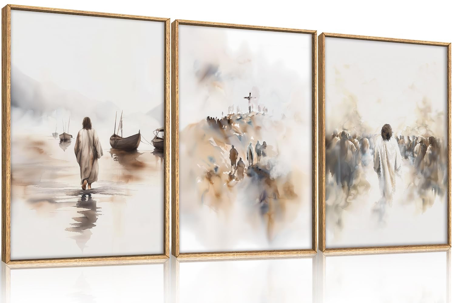 Ausril Jesus Framed Canvas Wall Art Set,Christian Bible Wall Decor, Minimalist Boho Christian Wal... | Amazon (US)