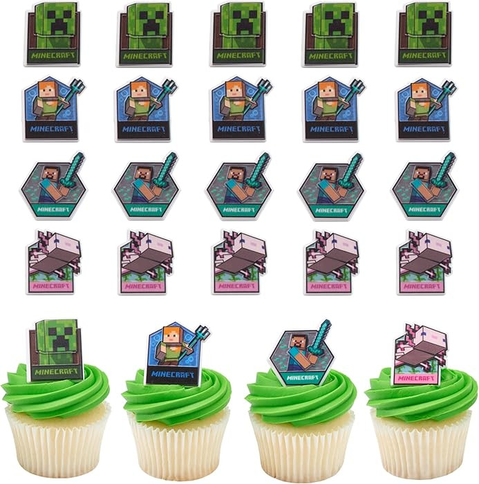 DecoPac Minecraft Lush Finds Rings, Cupcake Decorations Featuring Creeper, Alex, Steve and Axolot... | Amazon (US)