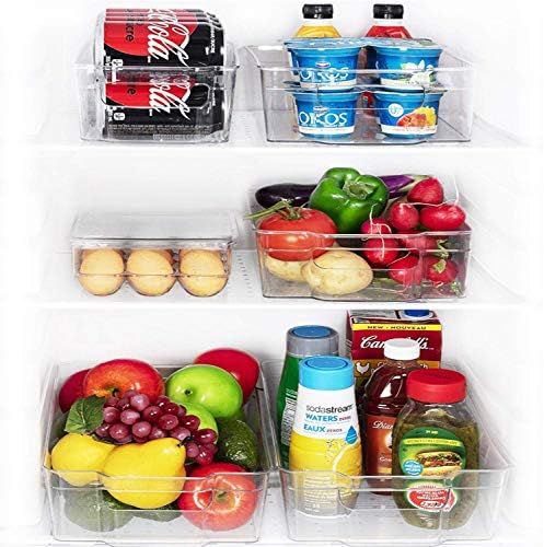 Set of 6 - Jinamart Large Stackable Storage Organizer Bins for Refrigerator with Handle| BPA Free... | Amazon (US)