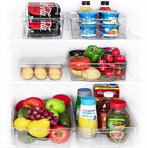 Alpacasso fridge organizer storage bins stackable freezer kitchen containers  with handles bpa free clear organization fridge