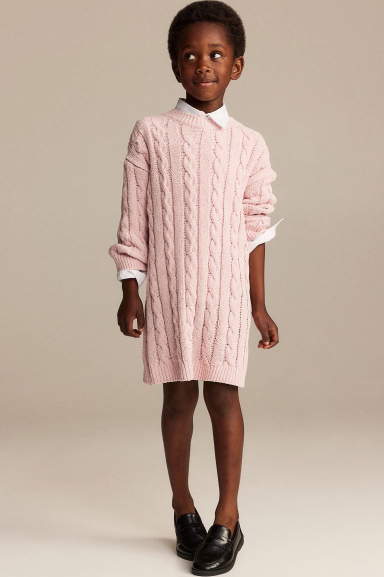Cable-knit Chenille Dress - Light pink - Kids | H&M US | H&M (US + CA)