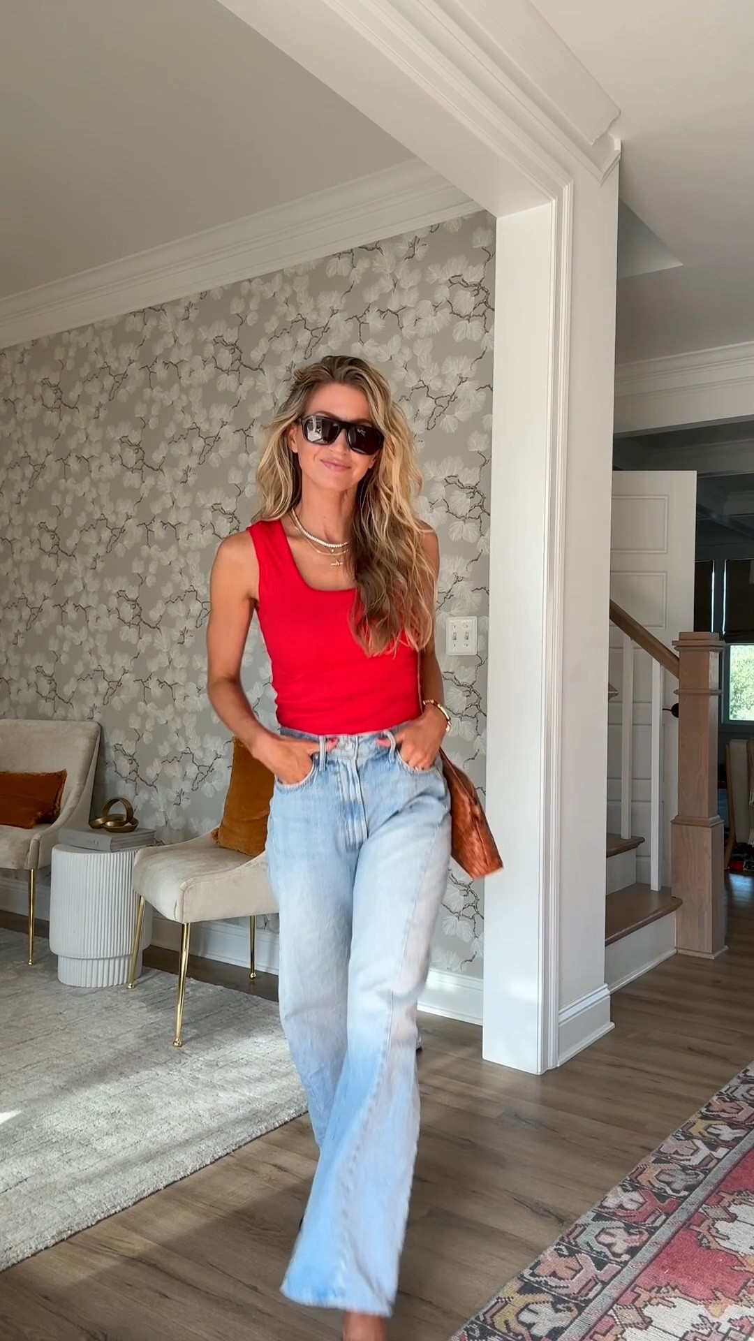 Love a simple tank and jeans. I really love playing up the jewelry with a simple outfit.

Red tank: under $20, TTS, wearing S
High rise, light wash, barrel mother denim: TTS, wearing 25, ON SALE at the first retailer I link! 
Tiny black flip flops: size up in between sizes

Heaven mayhem sunglasses, necklace stack

#LTKootd #LTKgrwm #LTKdayinmylife