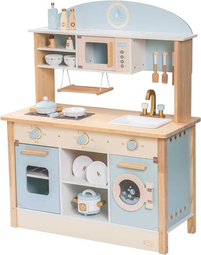 ROBUD Kids Kitchen Playset Wooden Kids Play Kitchen Set Pretend Play for Toddlers Boys Girls | Amazon (US)
