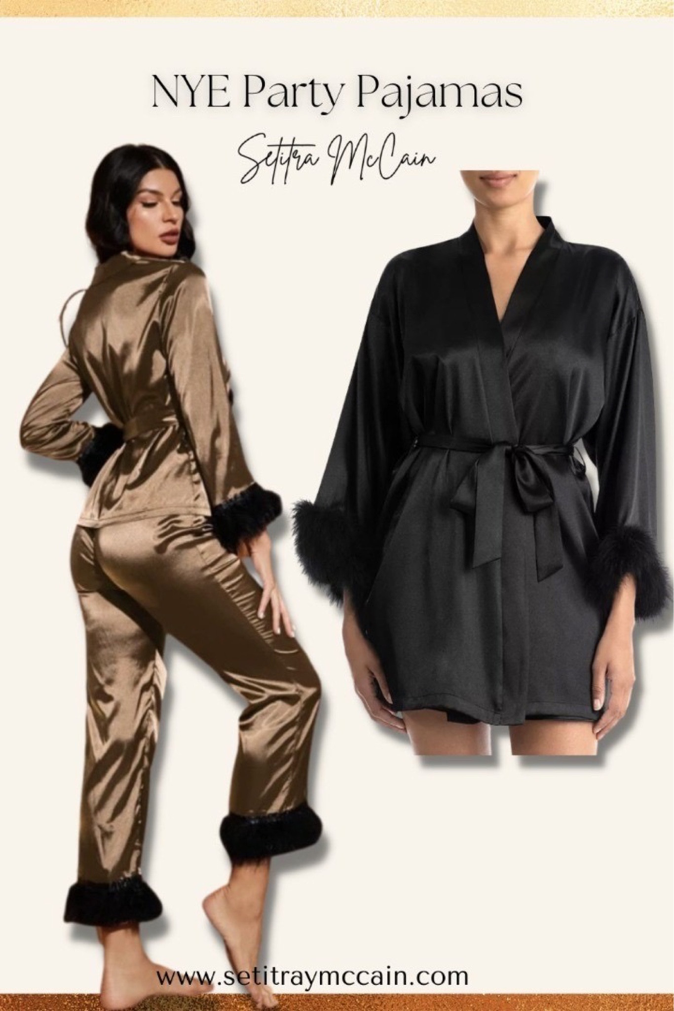 Sexy sleepwear // NYE pajamas // satin fur pajamas // cover up robe women’s // feather trim at hem // New Years Pajamas

#LTKGiftGuide #LTKSeasonal #LTKunder100