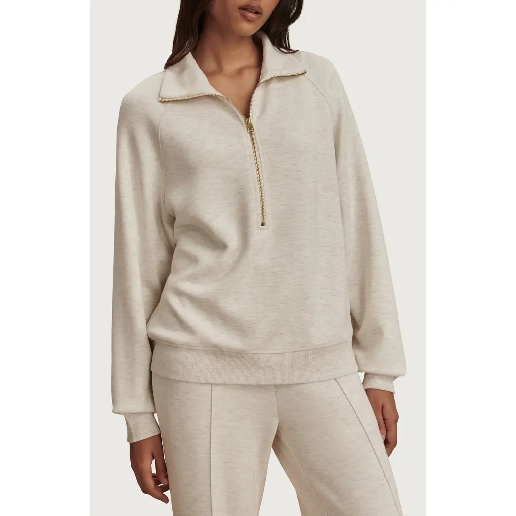 Varley Selene Half Zip Sweatshirt in Ivory Marl at Nordstrom, Size X-Small | Nordstrom