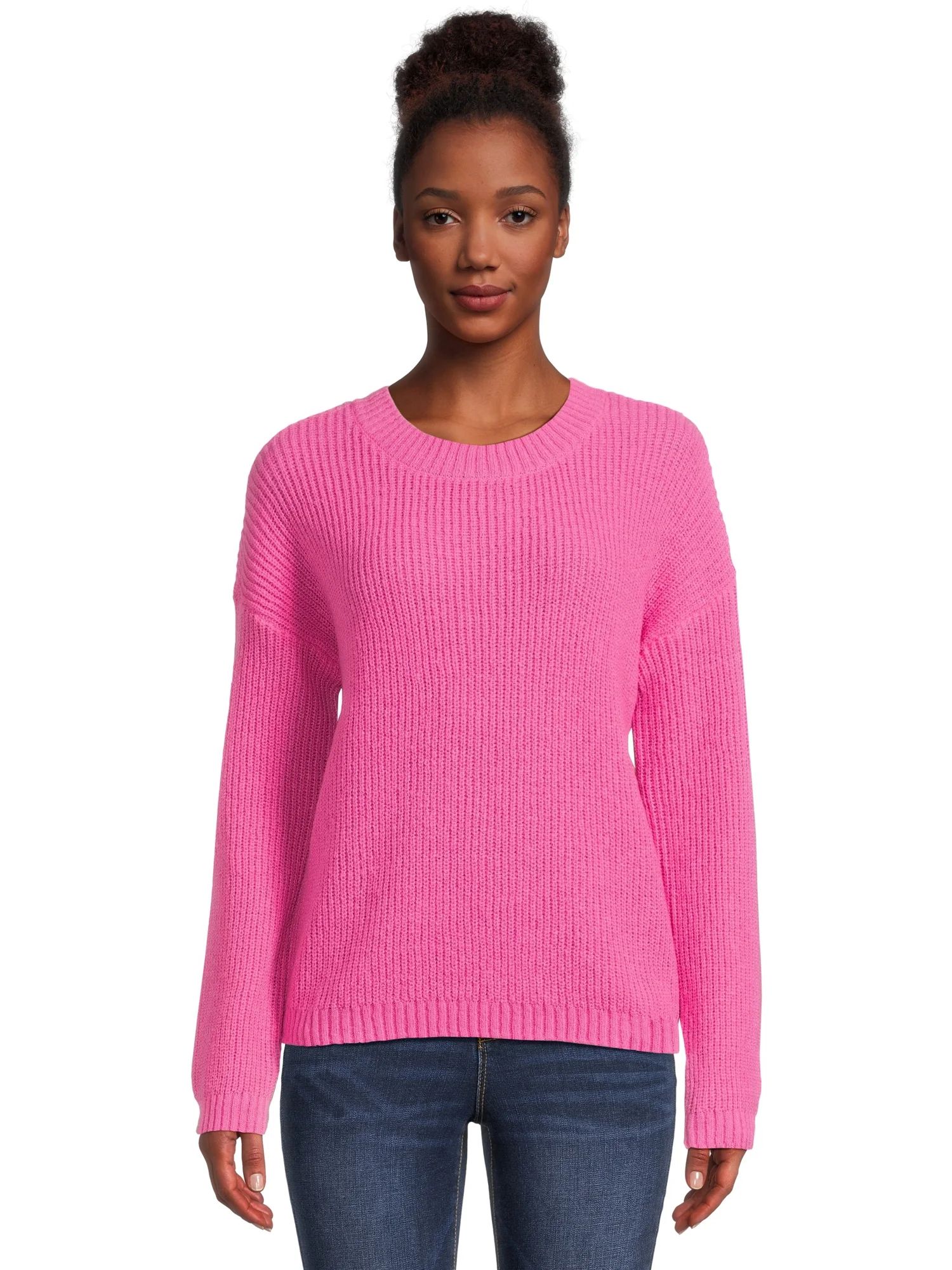 No Boundaries Juniors Shaker Stitch Crewneck Sweater | Walmart (US)