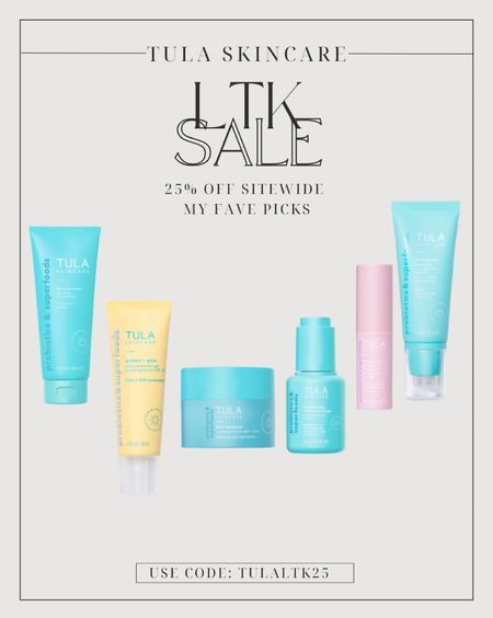 LTK SALE 🎉
↳ TULA SKINCARE PICKS
25% OFF SITEWIDE WITH CODE: TULALTK25🚨‼️
—

Daily deals, sale finds, sale alert, currently on sale, deal of the day, sale posts, deals, skincare. Face wash, sunscreen, trendy, eye balm. Moisturizer, affordable, blowout sale, serum 

#LTKGiftGuide #LTKSale #LTKbeauty