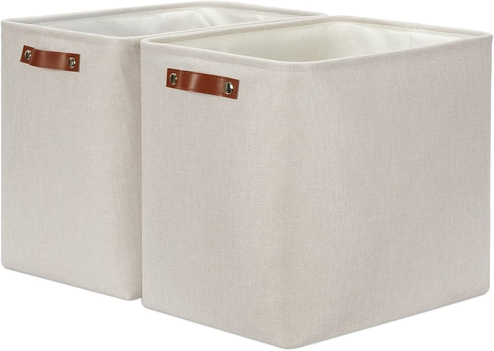 DULLEMELO Foldable Nursery Storage Baskets Canvas Storage Bins for Organizing 2 Pack Collapsible Hom | Amazon (US)
