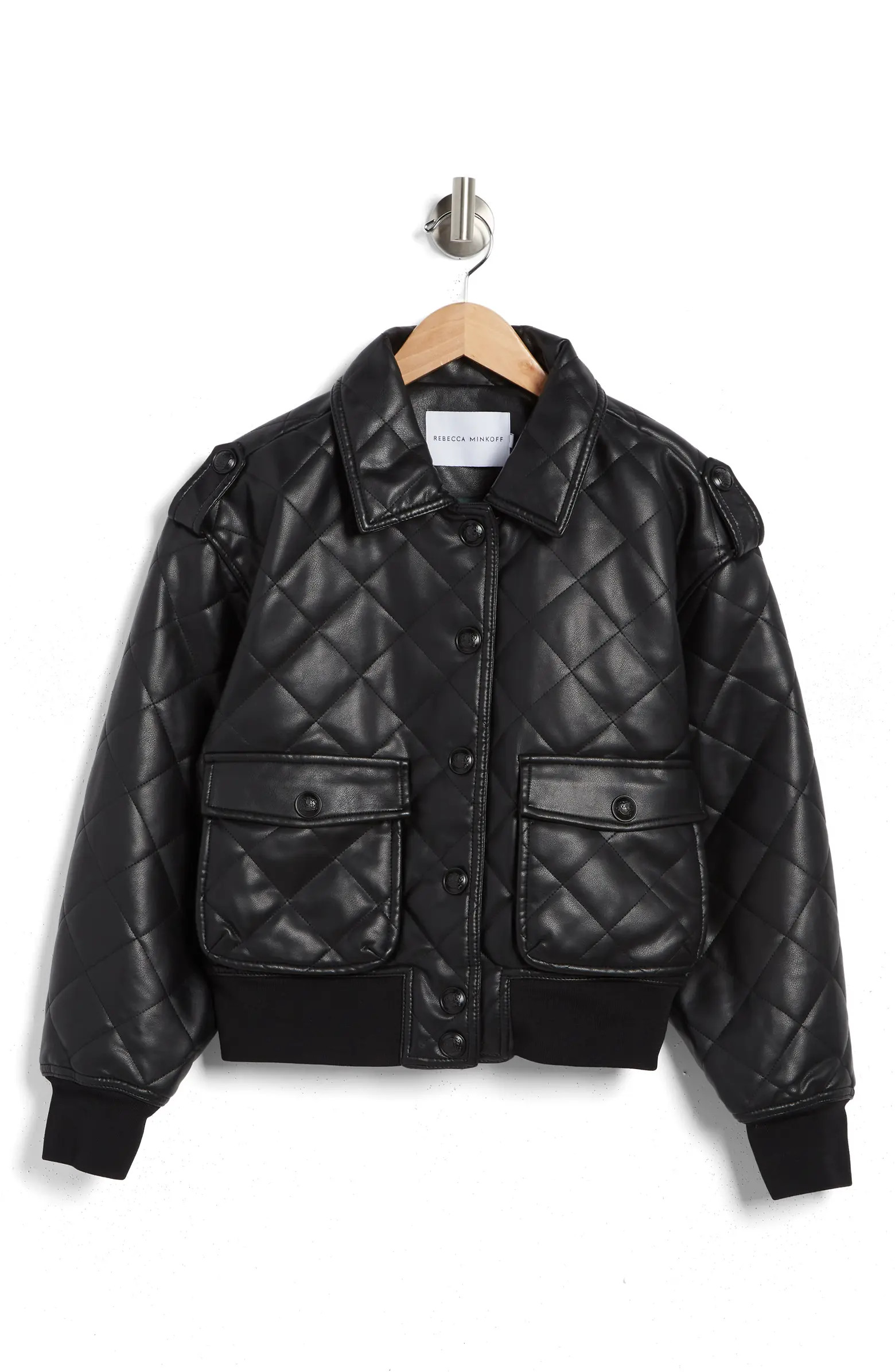 Rebecca Minkoff Diamond Quilted Faux Leather Bomber Jacket | Nordstromrack | Nordstrom Rack