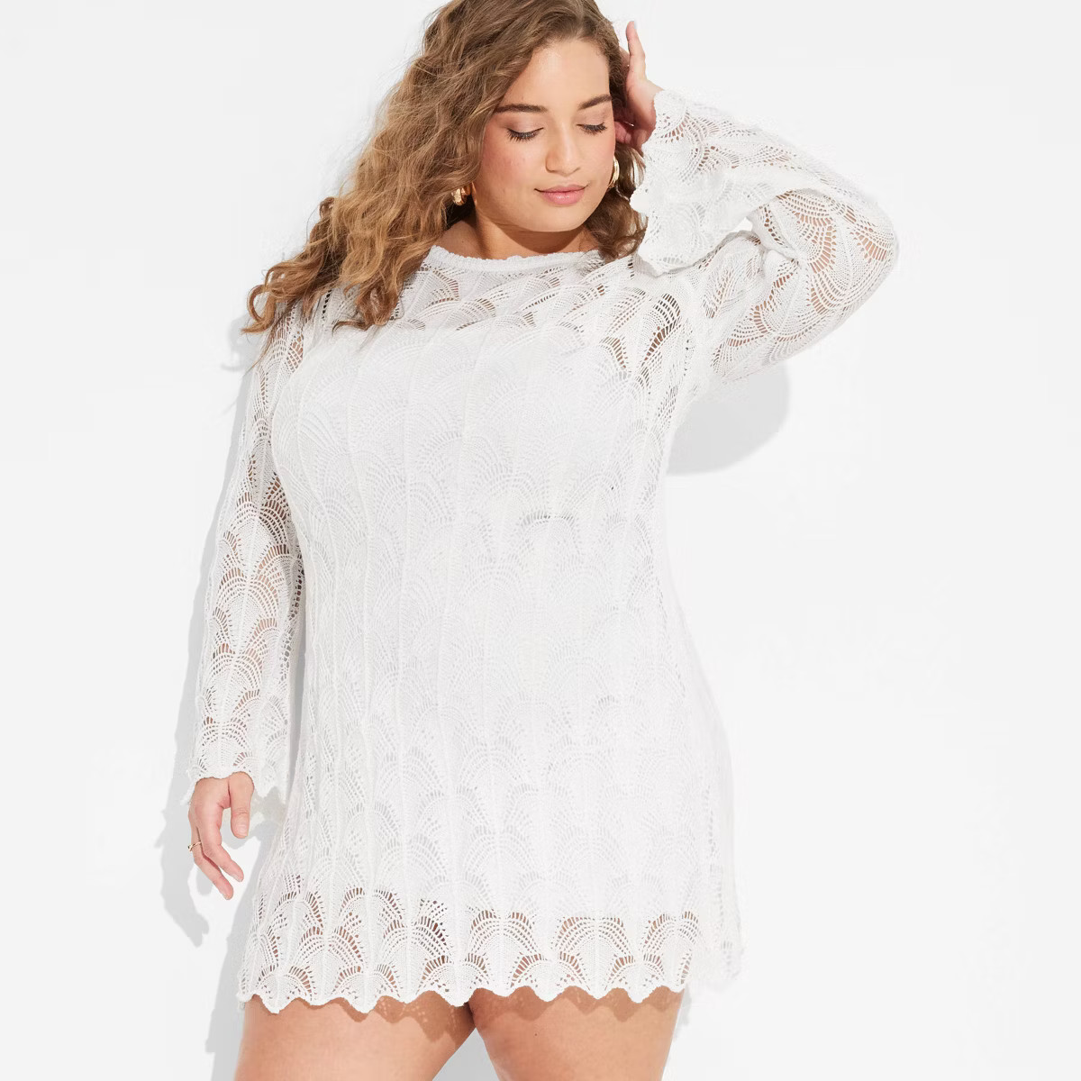 Women's Long Sleeve Open Work Mini Sweater Dress - Wild Fable™ | Target