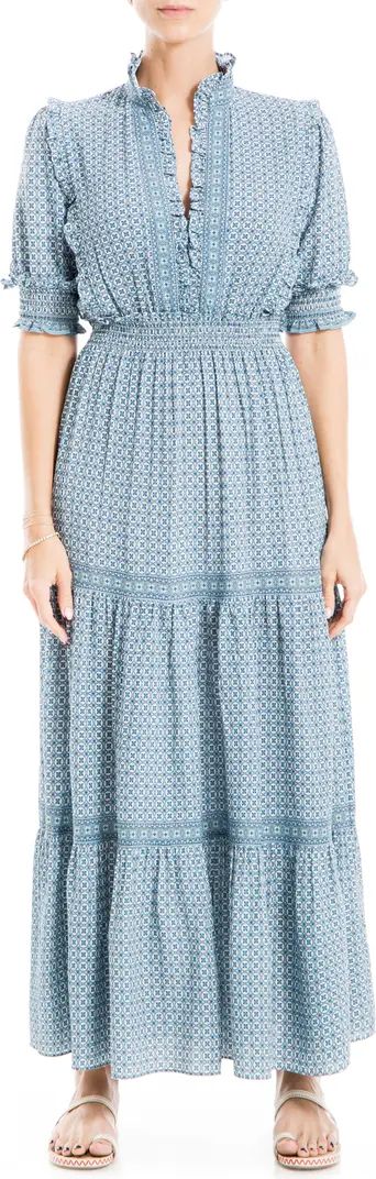 Ruffle Collar Print Tiered Maxi Dress | Nordstrom Rack