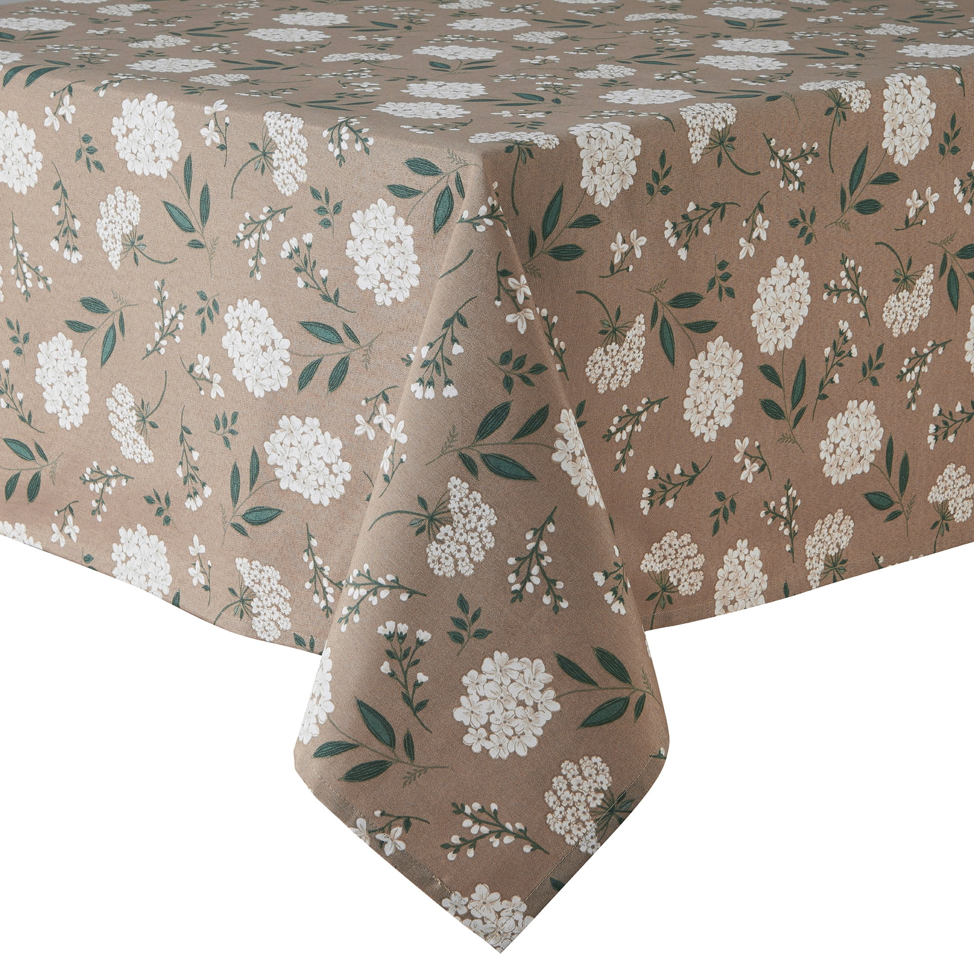 Mainstays Farmhouse Tablecloth Summer Floral Brown Fabric, 60" x 102", Hydrangea | Walmart (US)