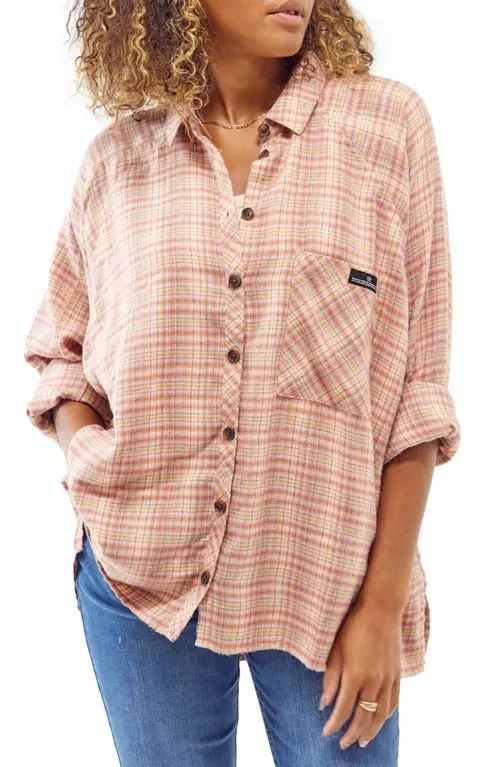 BDG Urban Outfitters Brendan Plaid Flannel Button-Up Shirt in Pink at Nordstrom, Size Medium | Nordstrom