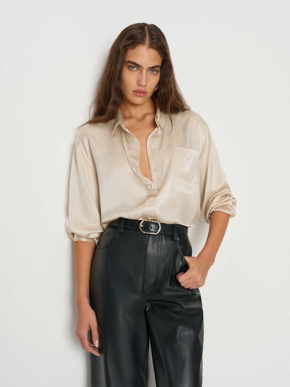 Eli Oversized Silk Shirt | Reformation (Global)