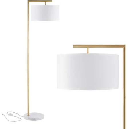 XCHENBI Floor Lamp - Gold Floor Lamp with Marble Base & White Linen Drum Shade Modern Floor Lamps fo | Walmart (US)