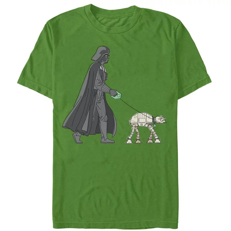Men's Star Wars Darth Vader AT-AT Walking the Dog  Graphic Tee Kelly Green Medium - Walmart.com | Walmart (US)
