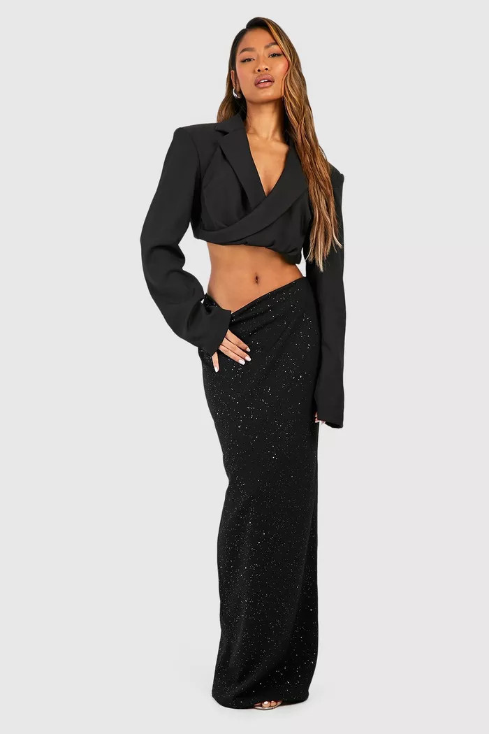 Glitter Crepe Maxi Skirt | Boohoo.com (UK & IE)