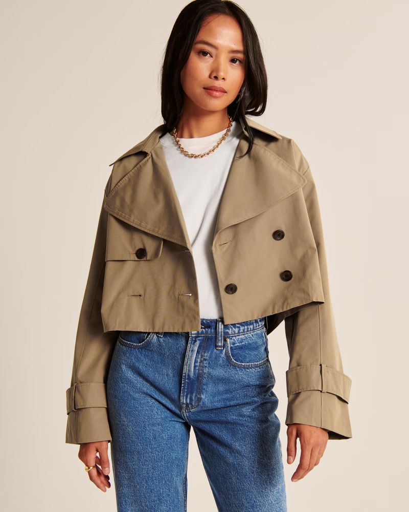 Women's Cropped Trench Coat | Women's Coats & Jackets | Abercrombie.com | Abercrombie & Fitch (US)