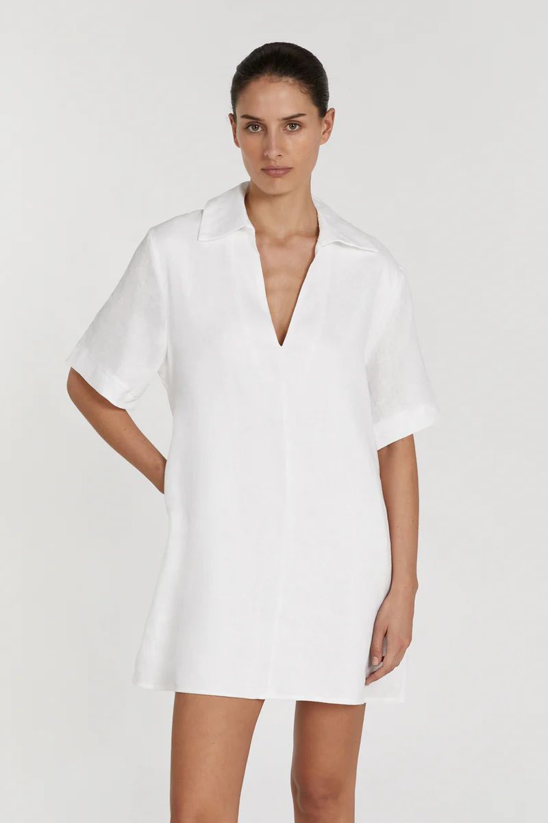 CANDICE WHITE LINEN SMOCK DRESS | DISSH