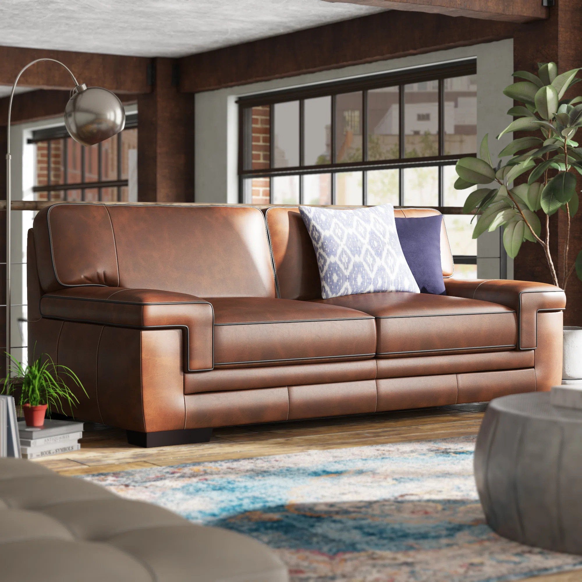 Keara 91'' Leather Sofa | Wayfair North America