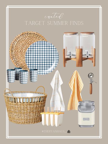 These summer finds from Target are so fun! I love all the outdoor dining pieces, the mixture of textures and patterns including rattan and gingham. Between the ice cream machine, cooler, drink  dispenser everything is so great and affordable! 

Target, target summer, home decor, plates, cooler, towels, ice cream machines, ice cream scoop 

#LTKSeasonal #LTKhome #LTKFind