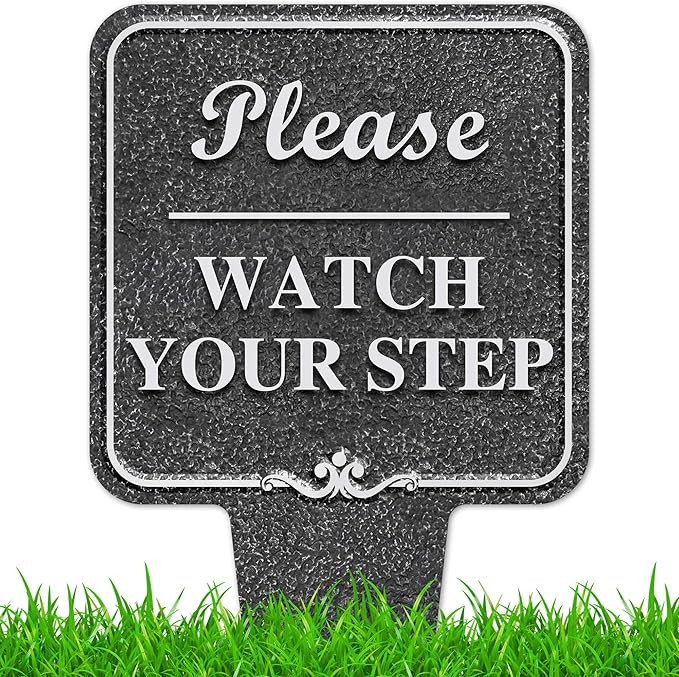 Please Watch Your Step Sign, 9"x17", Heavy Duty Integrated Ground Stakes, Indoor/Outdoor Use, Rus... | Amazon (US)