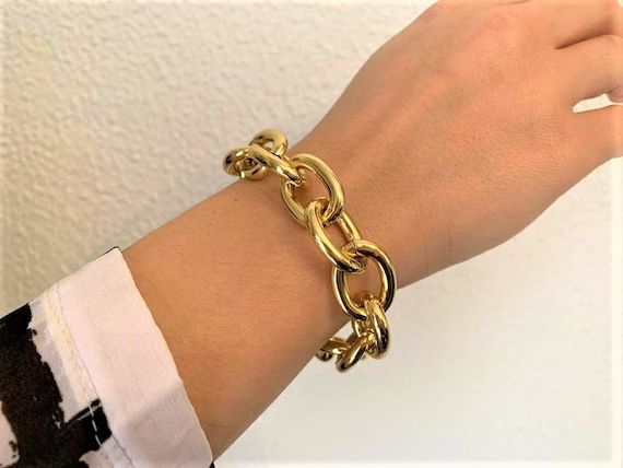 Link Chain Bracelet / Chunky Chain Bracelet / Gold Statement bracelet / Thick Chain Bracelet / Bi... | Etsy (US)