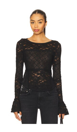 Free People Lace Layering Long Sleeve in Black. - size M | Revolve Clothing (Global)