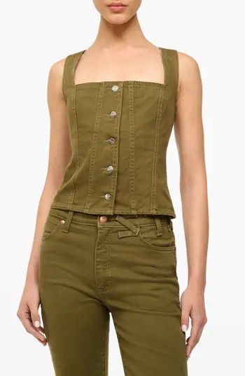 STAUD + Wrangler Denim Trucker Top in Sergeant Green at Nordstrom Rack, Size X-Small | Nordstrom Rack