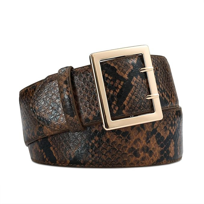 Wide Belts for Women Leather Wide Belts Fashion Thick Black Belt With Gold Buckle Belt for Dresse... | Amazon (US)