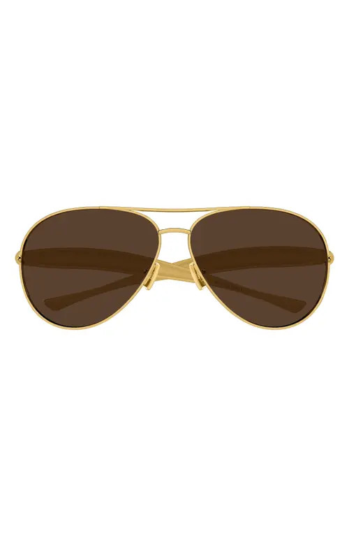 Bottega Veneta 64mm Oversize Pilot Sunglasses in Gold at Nordstrom | Nordstrom