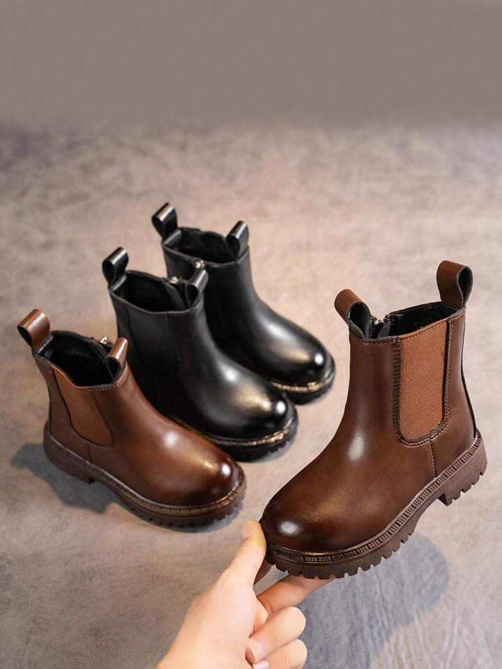 Fashionable Vintage Outdoor Elasticized One Pull-on Chelsea Children's Boots | SHEIN USA | SHEIN