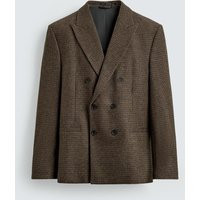 Zara - Plaid Wool Blend Double Breasted Blazer - Men - Brown - Men | Zara US