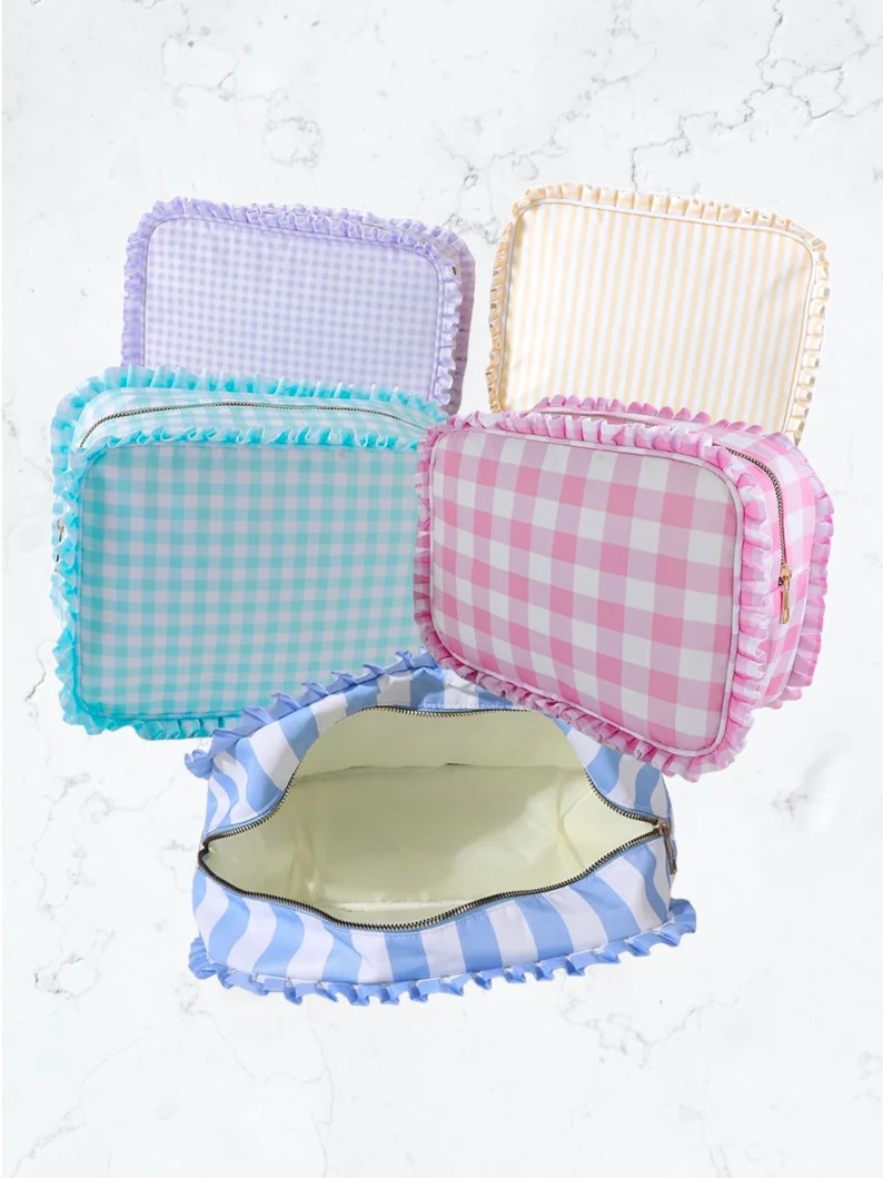 XL Ruffle Cosmetic Toiletry Bagdiy Customizable With Glitter - Etsy | Etsy (US)